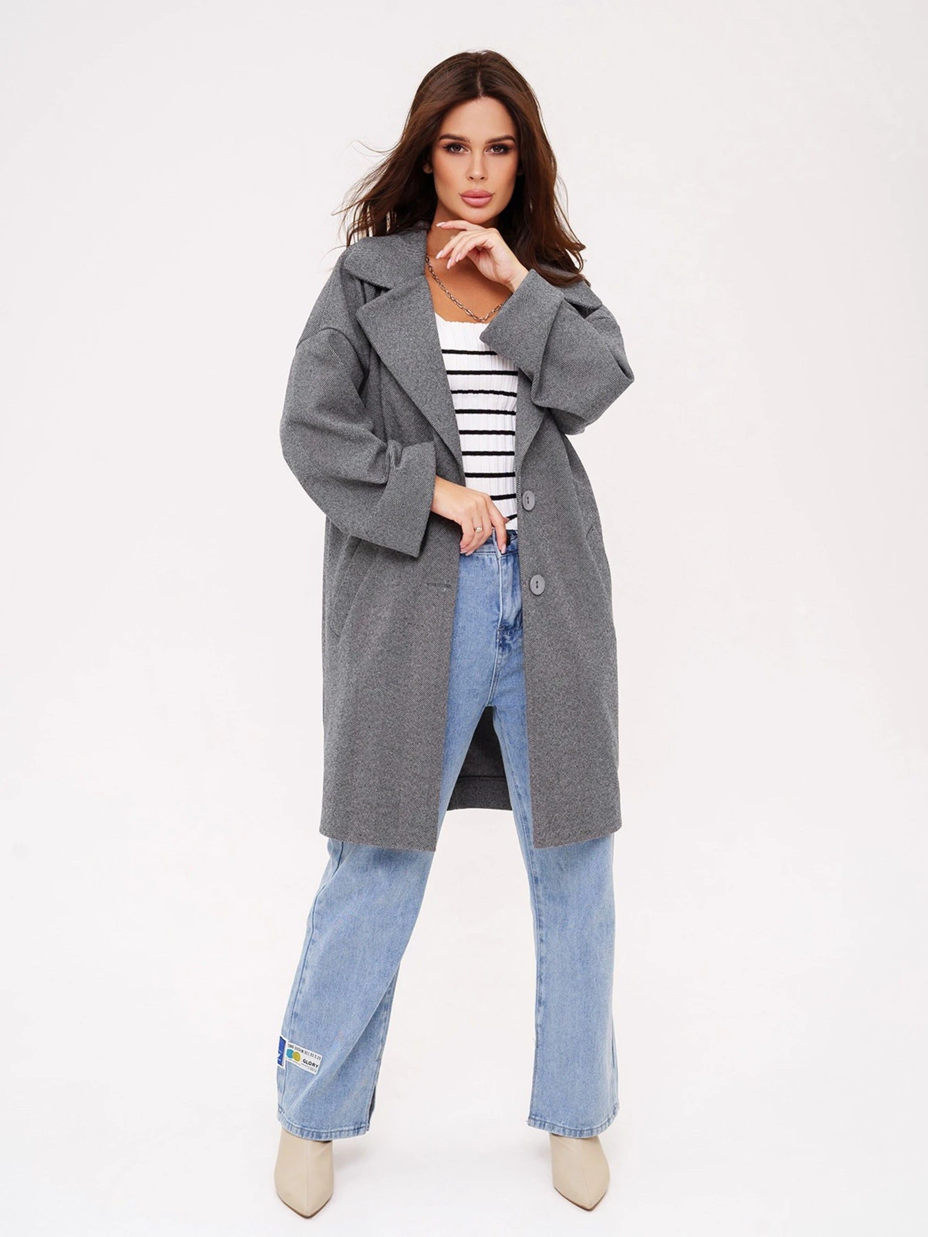 Пальта та плащі ISSA Plus модель 13538_grey Пальта та плащі ISSA Plus модель 13538_grey Фото