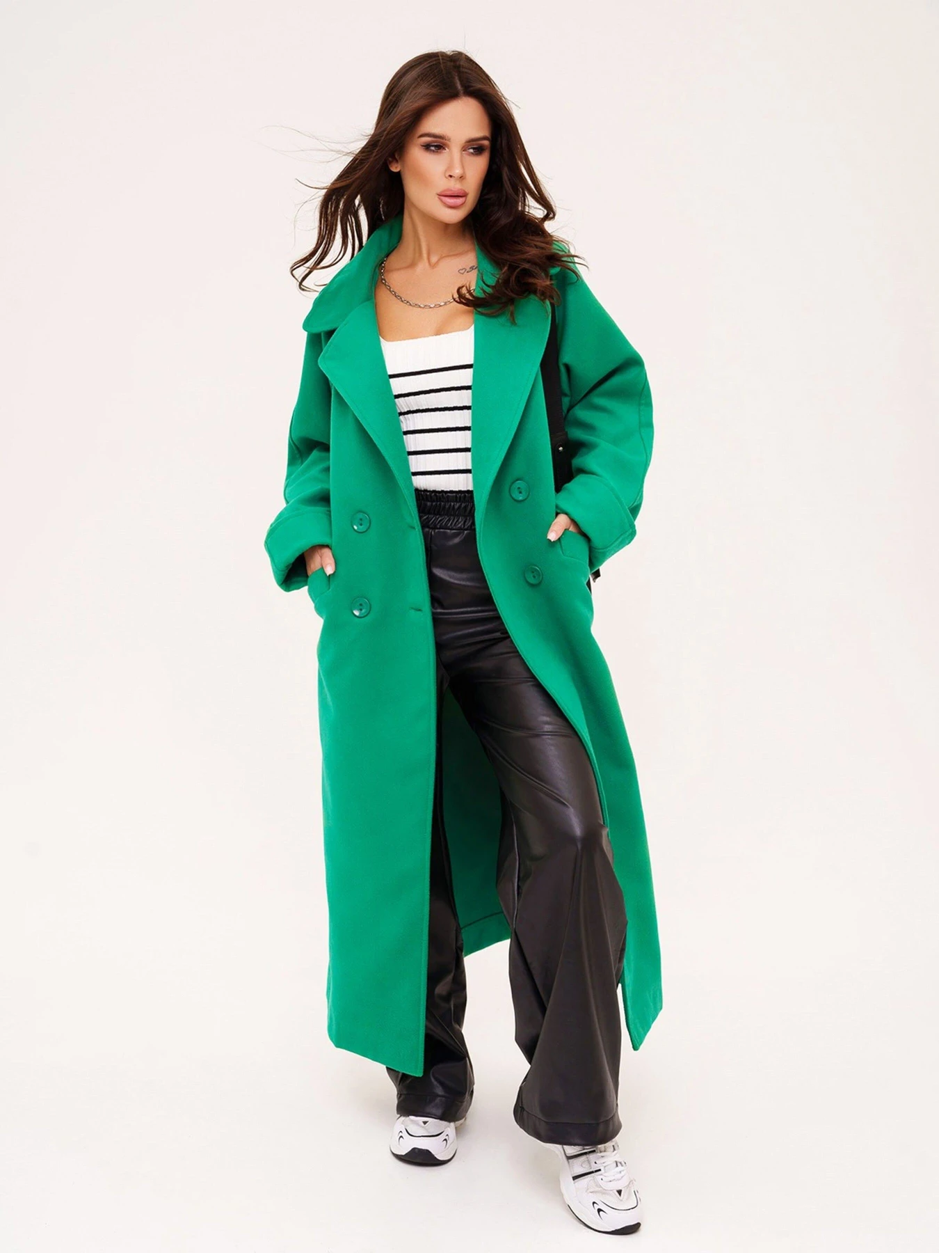 Пальта та плащі ISSA Plus модель 13549_green Пальта та плащі ISSA Plus модель 13549_green Фото
