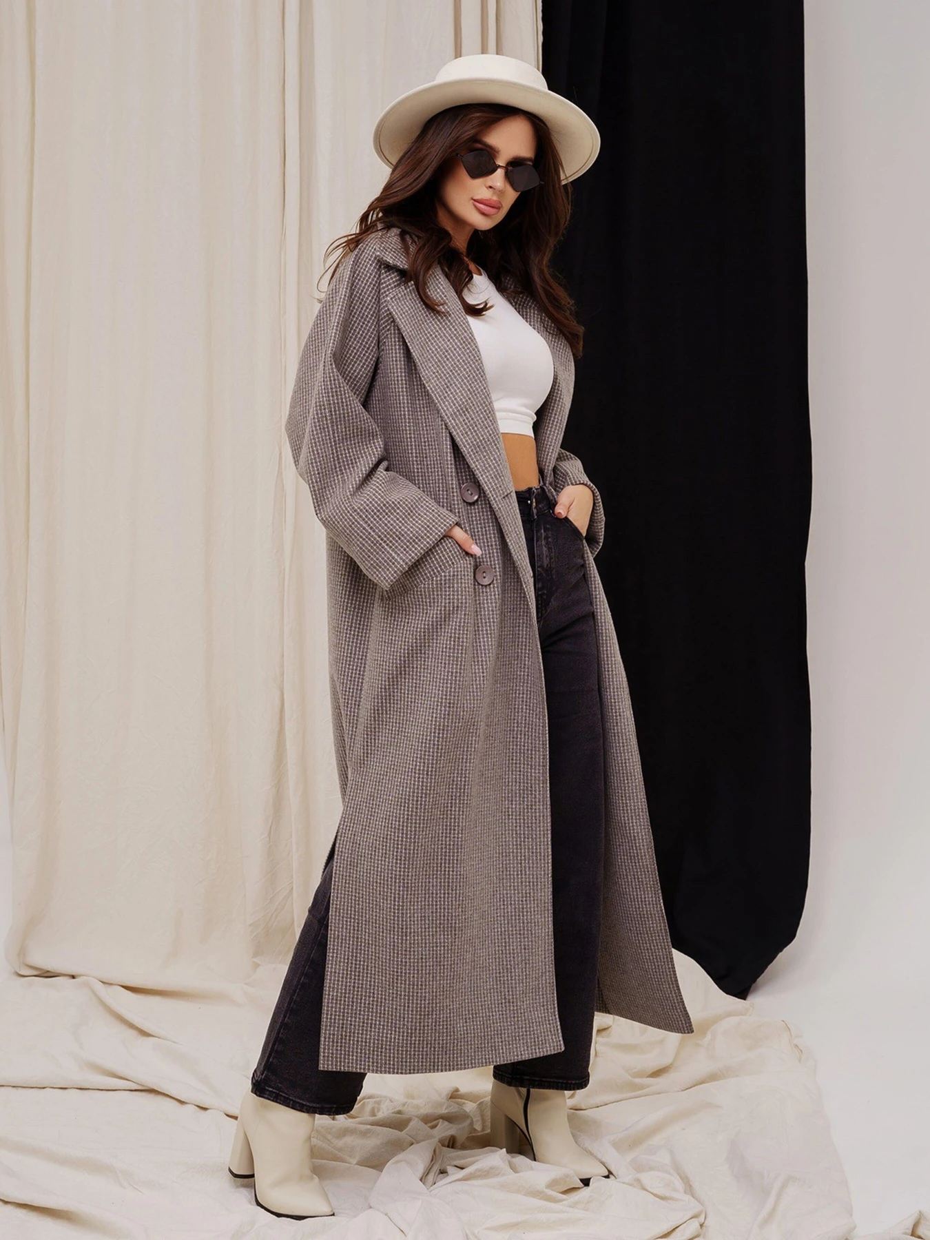 Пальта та плащі ISSA Plus модель 13550_grey Пальта та плащі ISSA Plus модель 13550_grey Фото