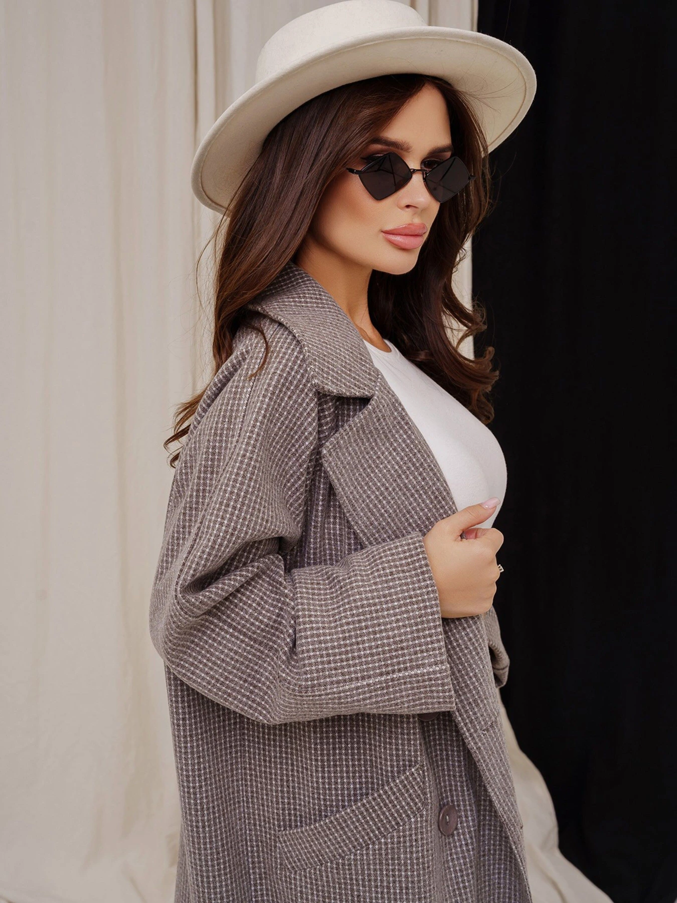 Пальта та плащі ISSA Plus модель 13550_grey Пальта та плащі ISSA Plus модель 13550_grey Фото