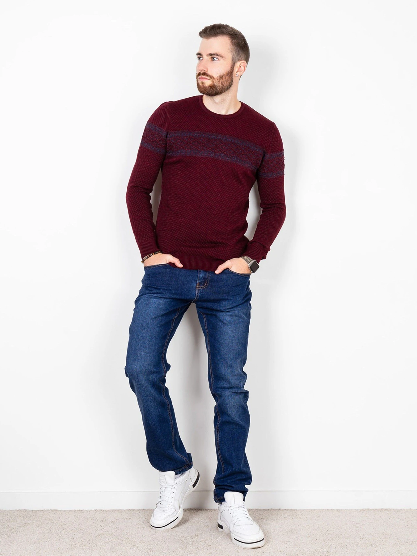 Свитры и кардиганы ISSA Plus модель GN4-75_burgundy. Фото
