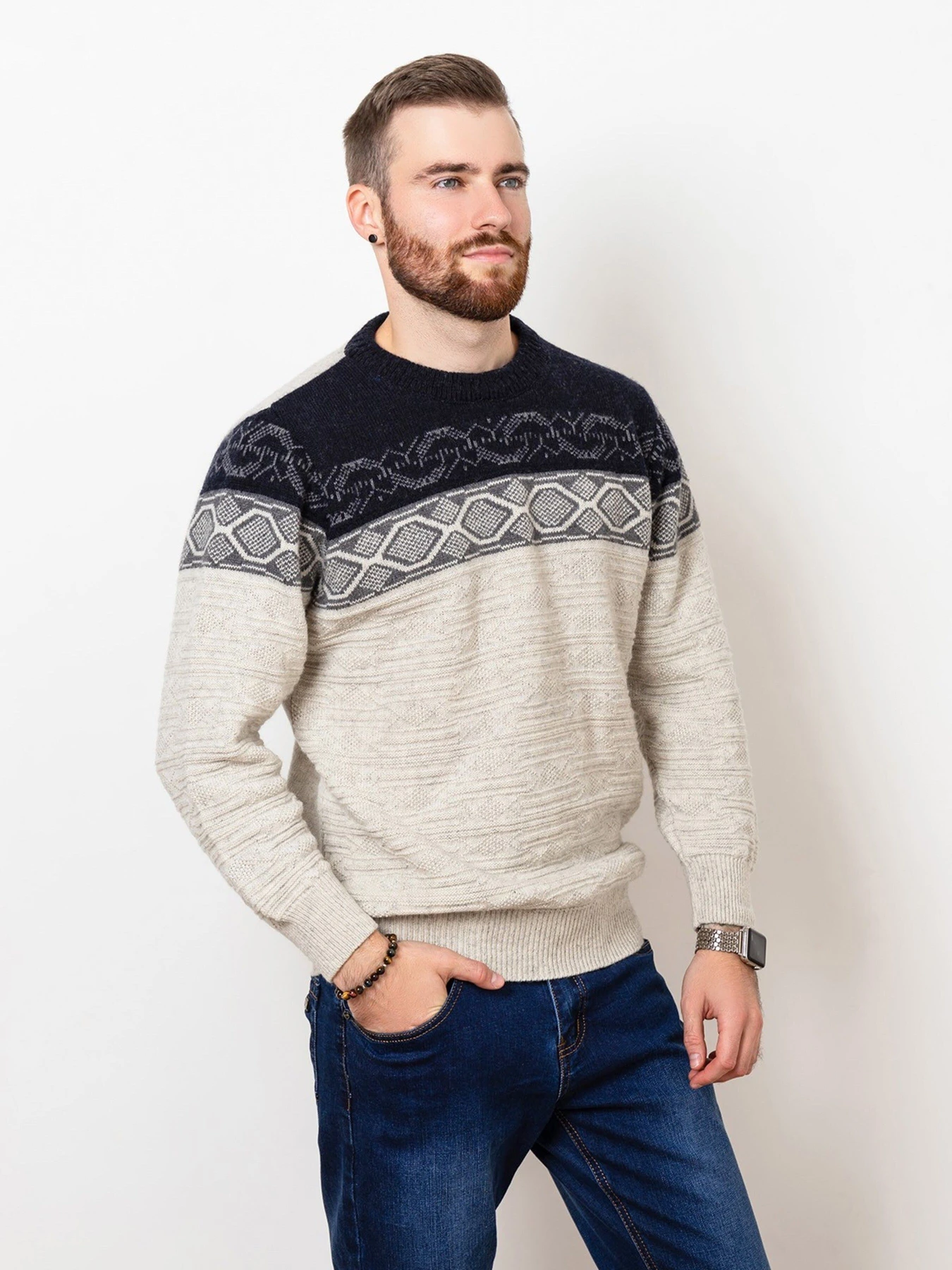 Свитры и кардиганы ISSA Plus модель GN4-81_greyblue. Фото