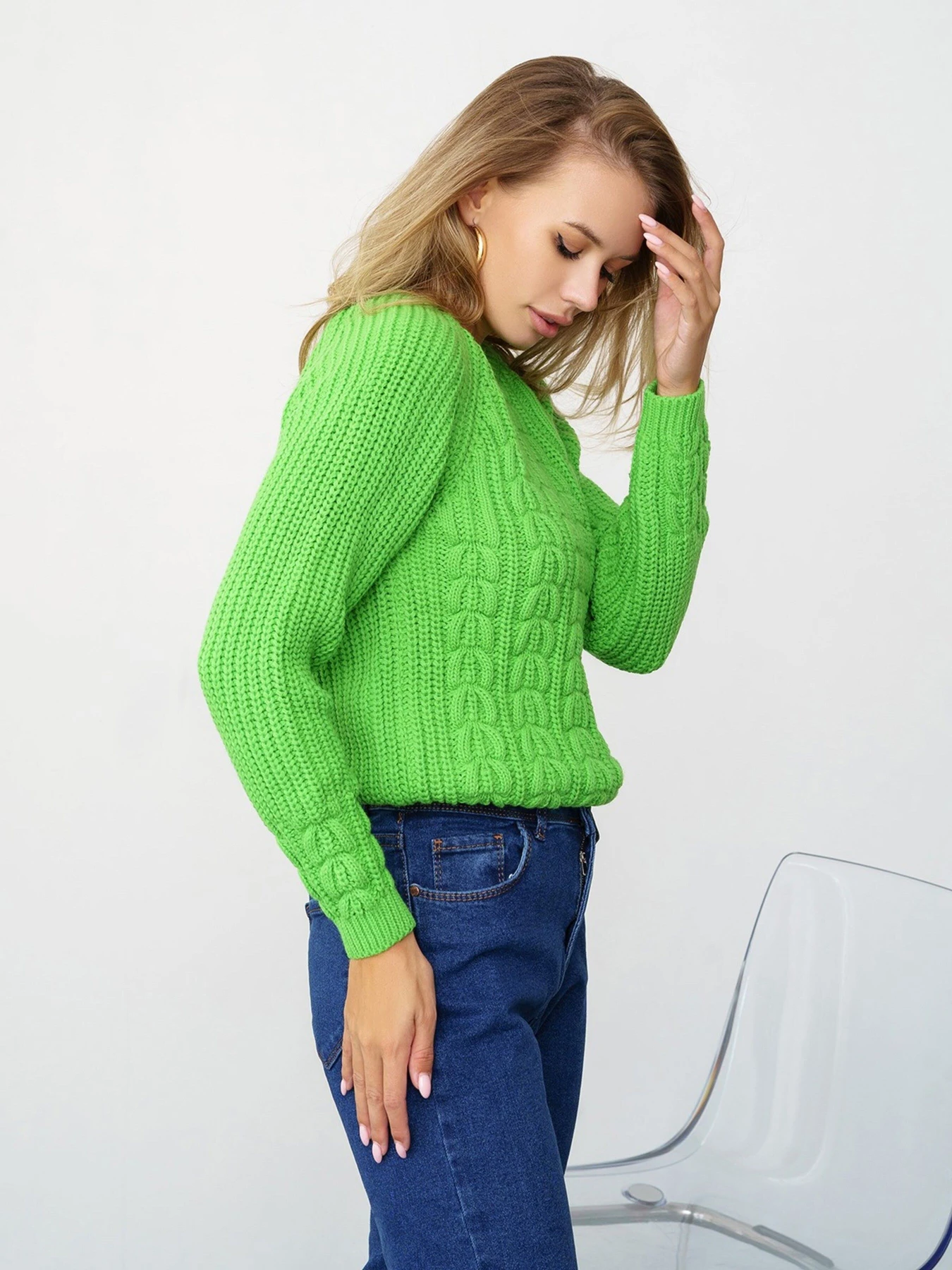 Свитры и кардиганы ISSA Plus модель WN20-334_lightgreen Фото