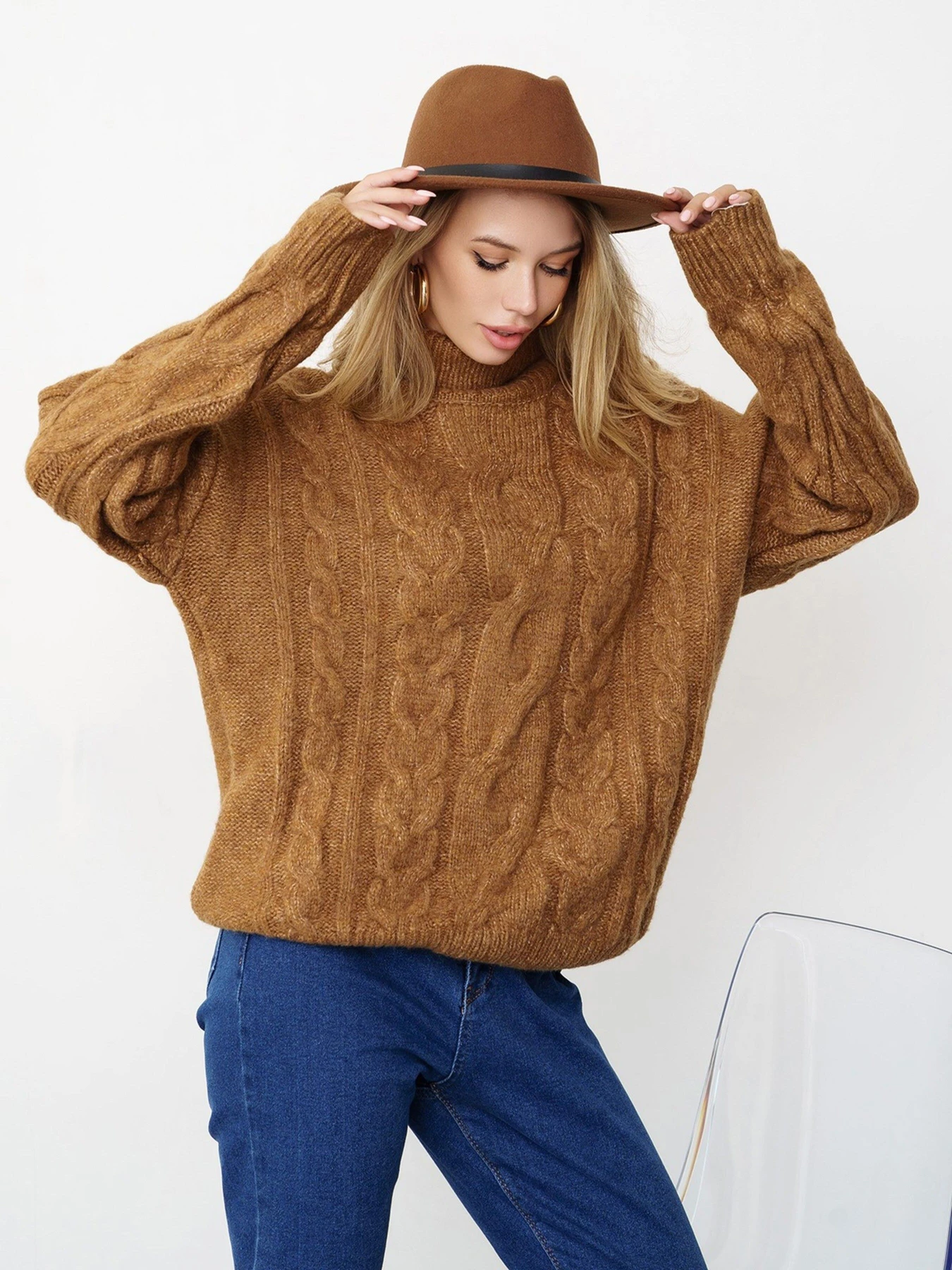 Свитры и кардиганы ISSA Plus модель WN20-348_brown Фото