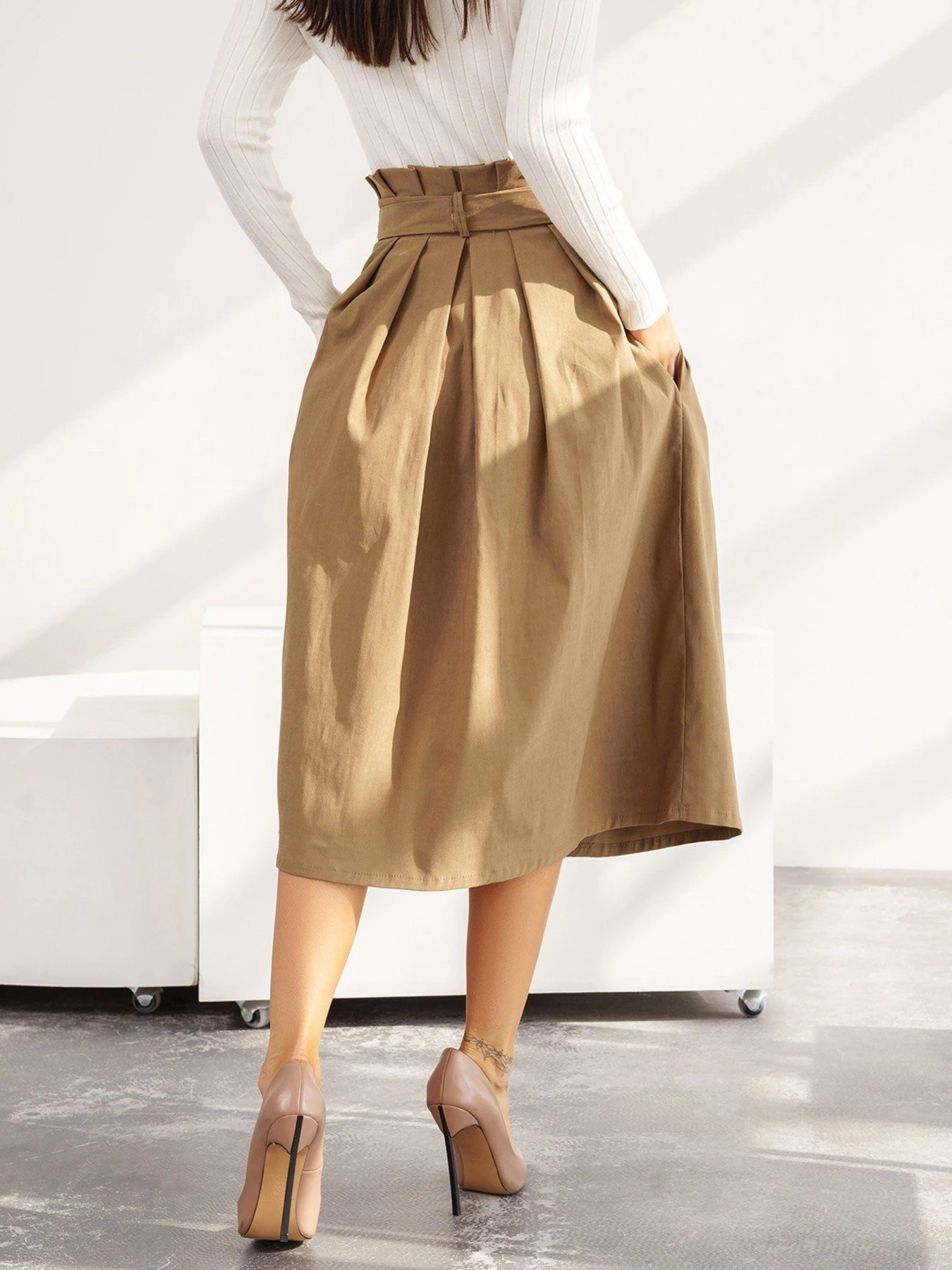 Юбки ISSA Plus модель 13583_beige Фото