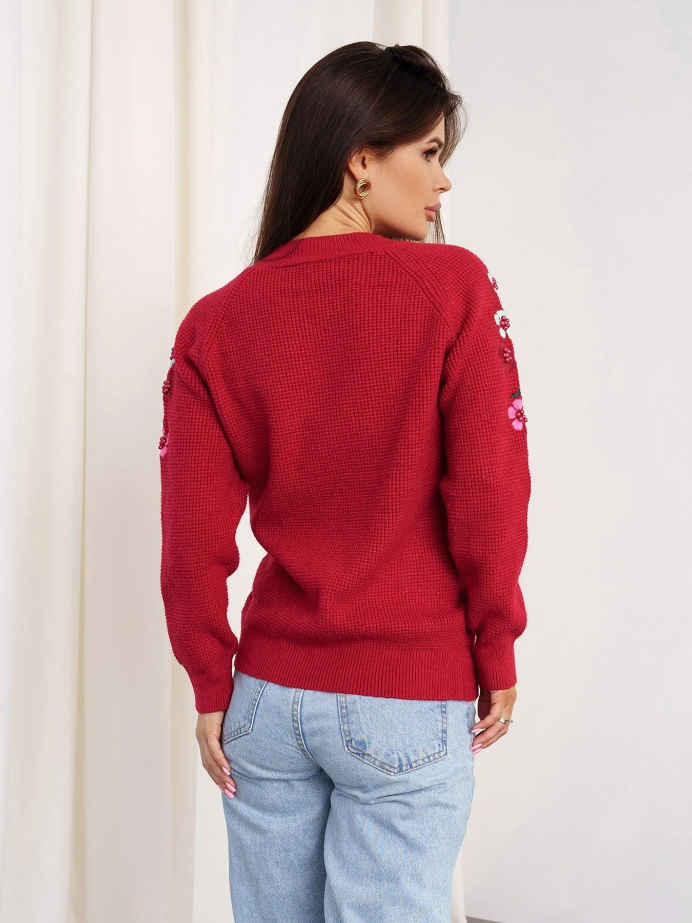 Свитры и кардиганы ISSA Plus модель WN20-327_burgundy Фото