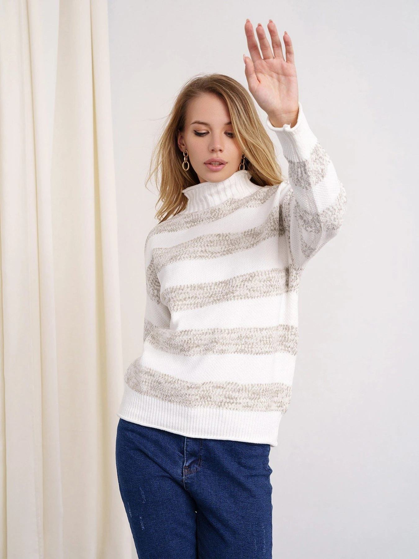 Светри та кардигани ISSA Plus модель WN20-331_whitegrey Светри та кардигани ISSA Plus модель WN20-331_whitegrey Фото