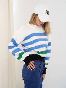 Свитры и кардиганы ISSA Plus модель WN20-340_whiteblue Фото