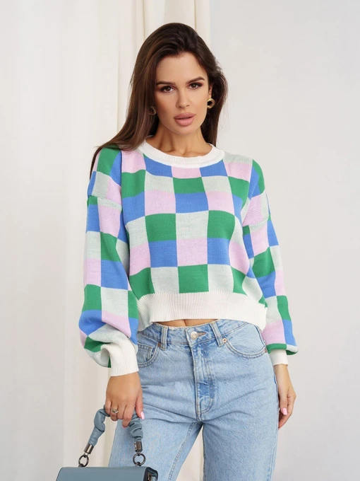 Свитры и кардиганы ISSA Plus модель WN20-341_greenpink Фото