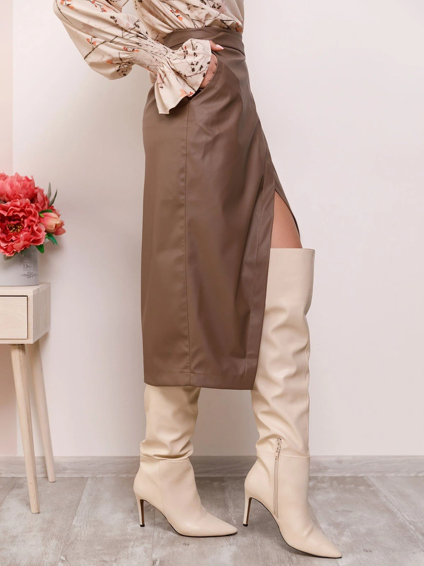Юбки ISSA Plus модель 11278_beige Юбки ISSA Plus модель 11278_beige Фото