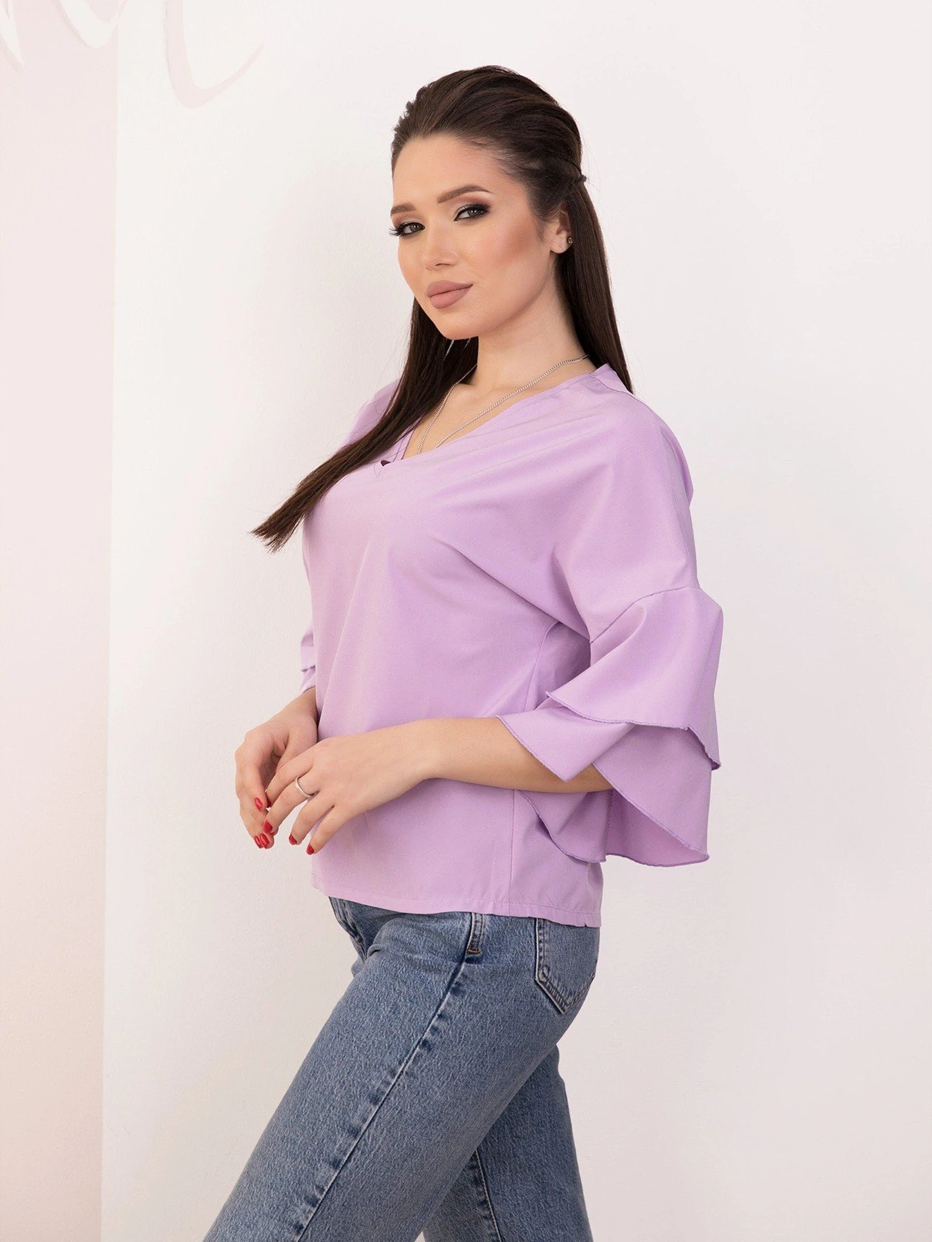 Рубашки ISSA Plus модель SA-153_lilac Рубашки ISSA Plus модель SA-153_lilac Фото