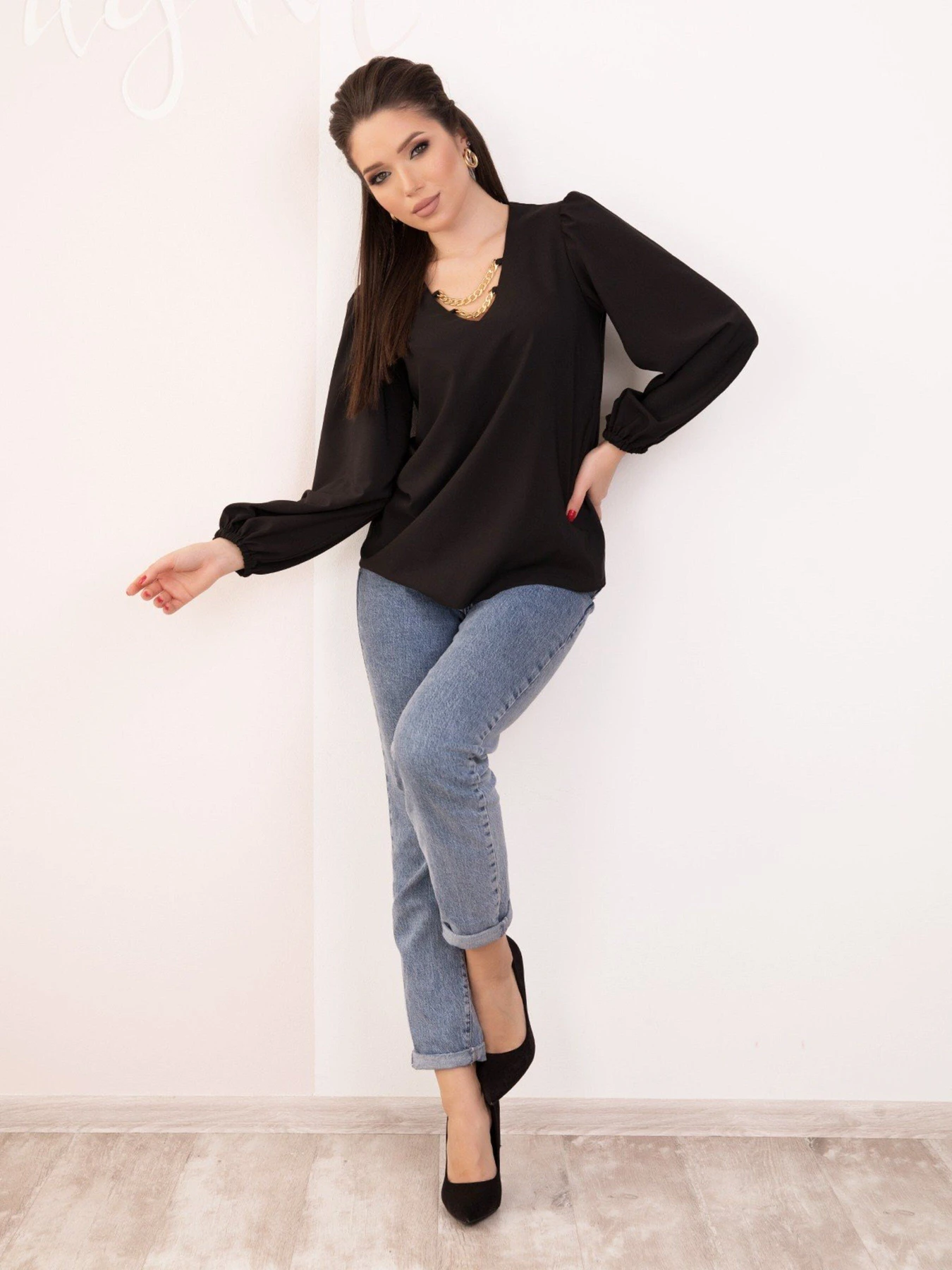 Сорочки ISSA Plus модель SA-187_black Сорочки ISSA Plus модель SA-187_black Фото