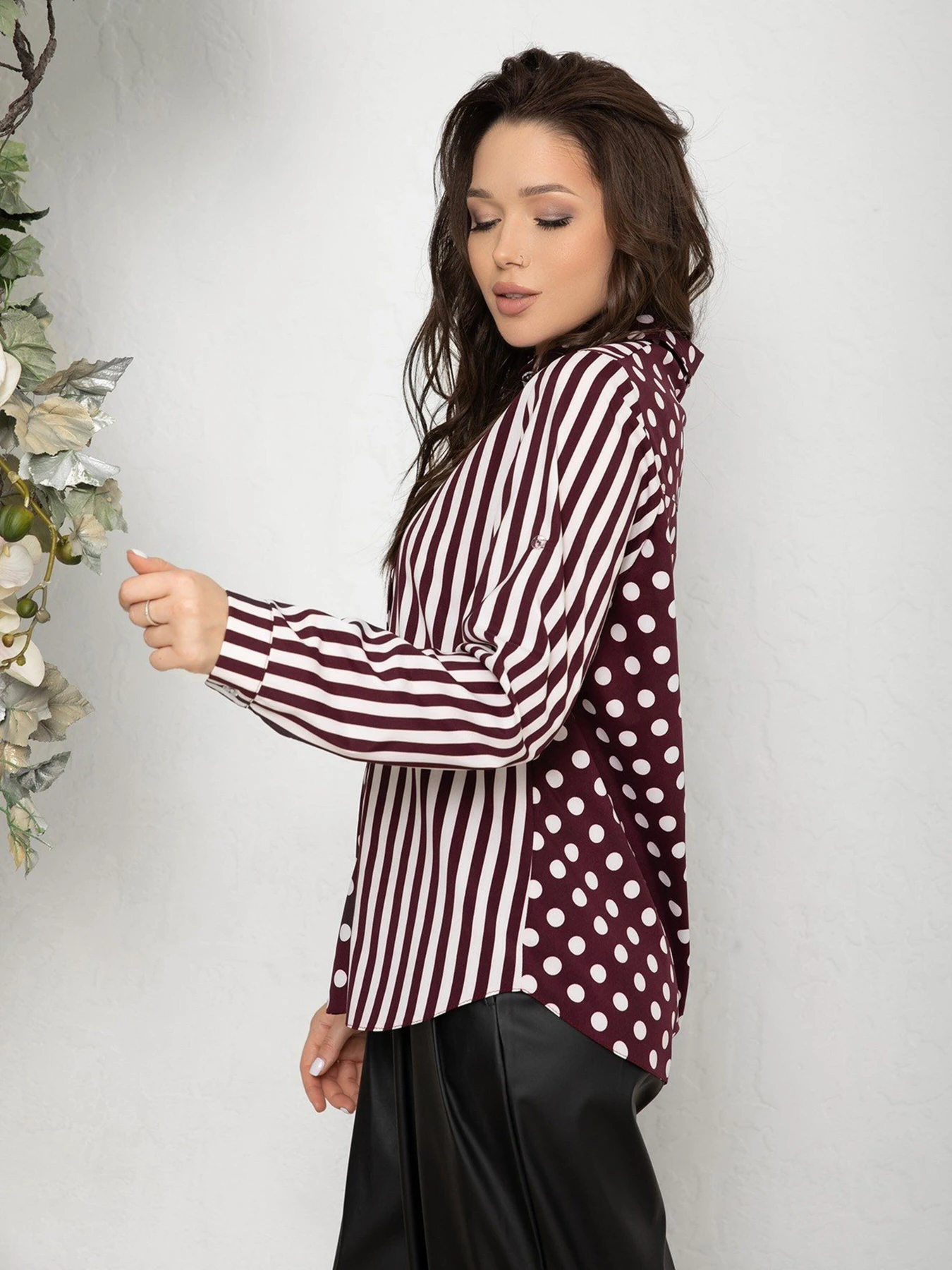 Рубашки ISSA Plus модель SA-215_burgundy Фото