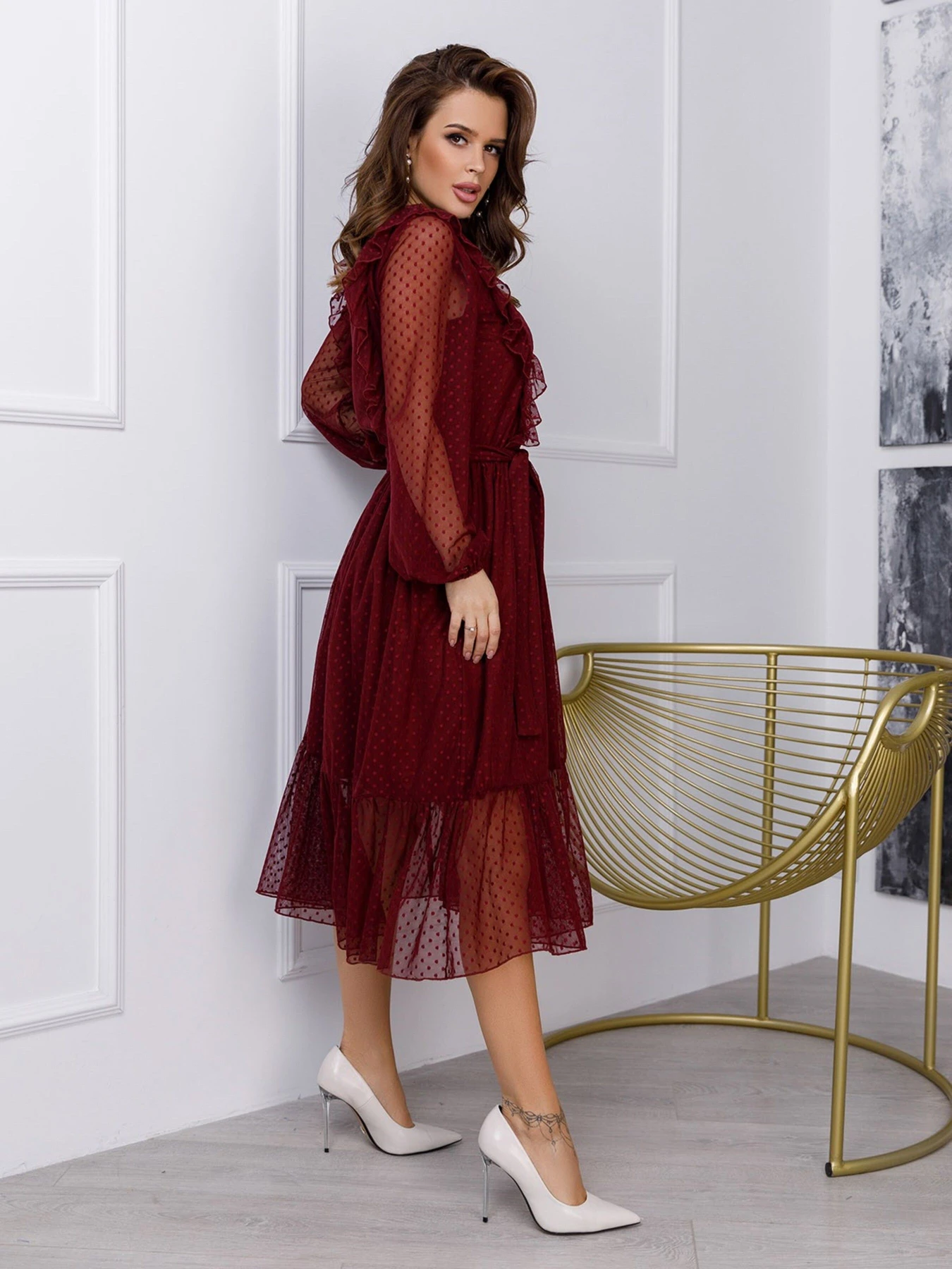 Платья ISSA Plus модель 12286_burgundy Фото