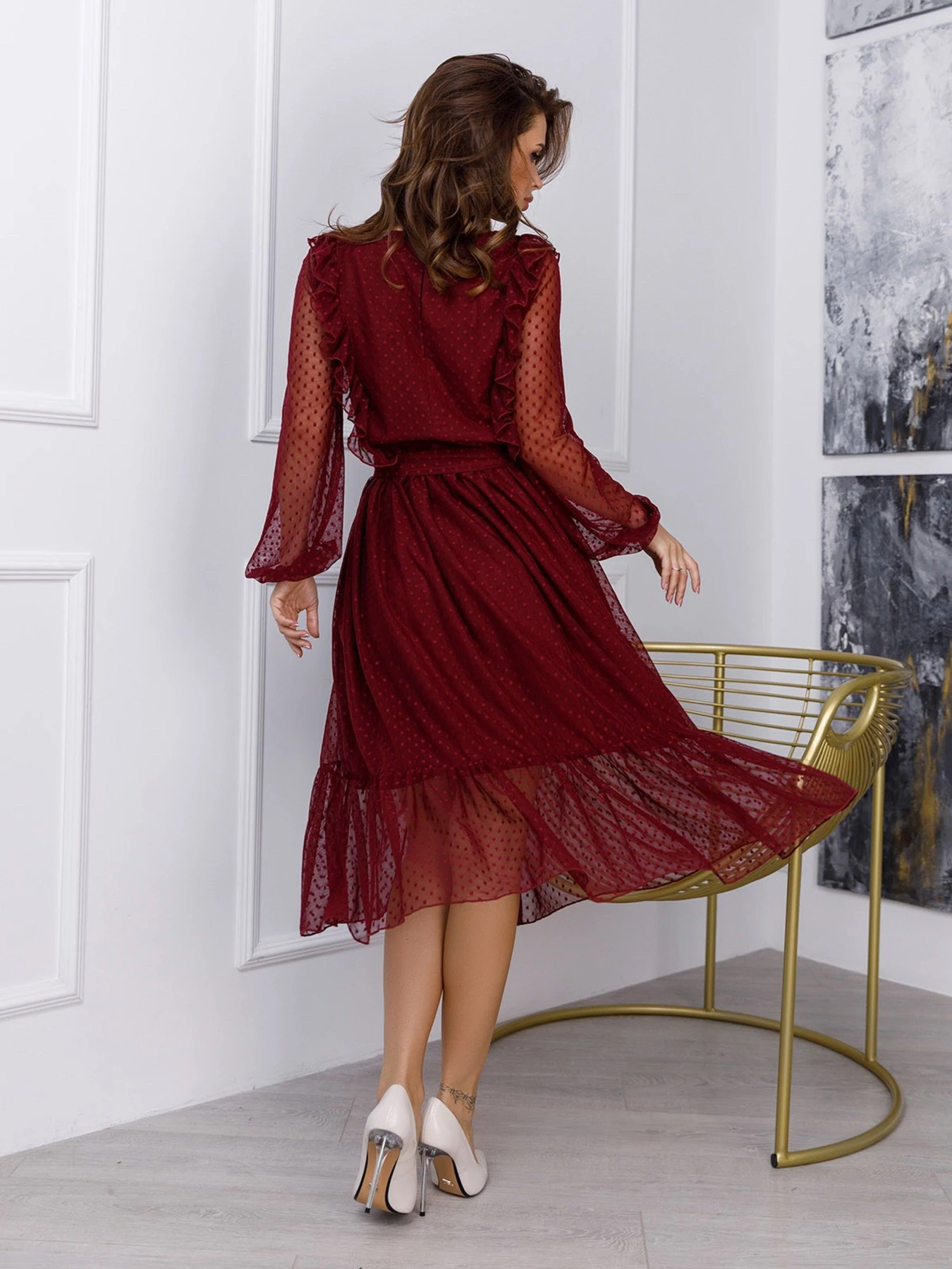 Платья ISSA Plus модель 12286_burgundy Фото