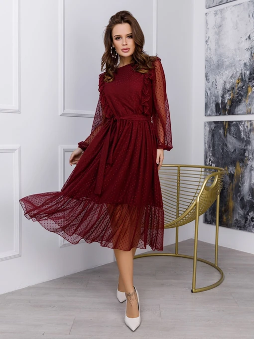 Сукні ISSA Plus модель 12286_burgundy Фото