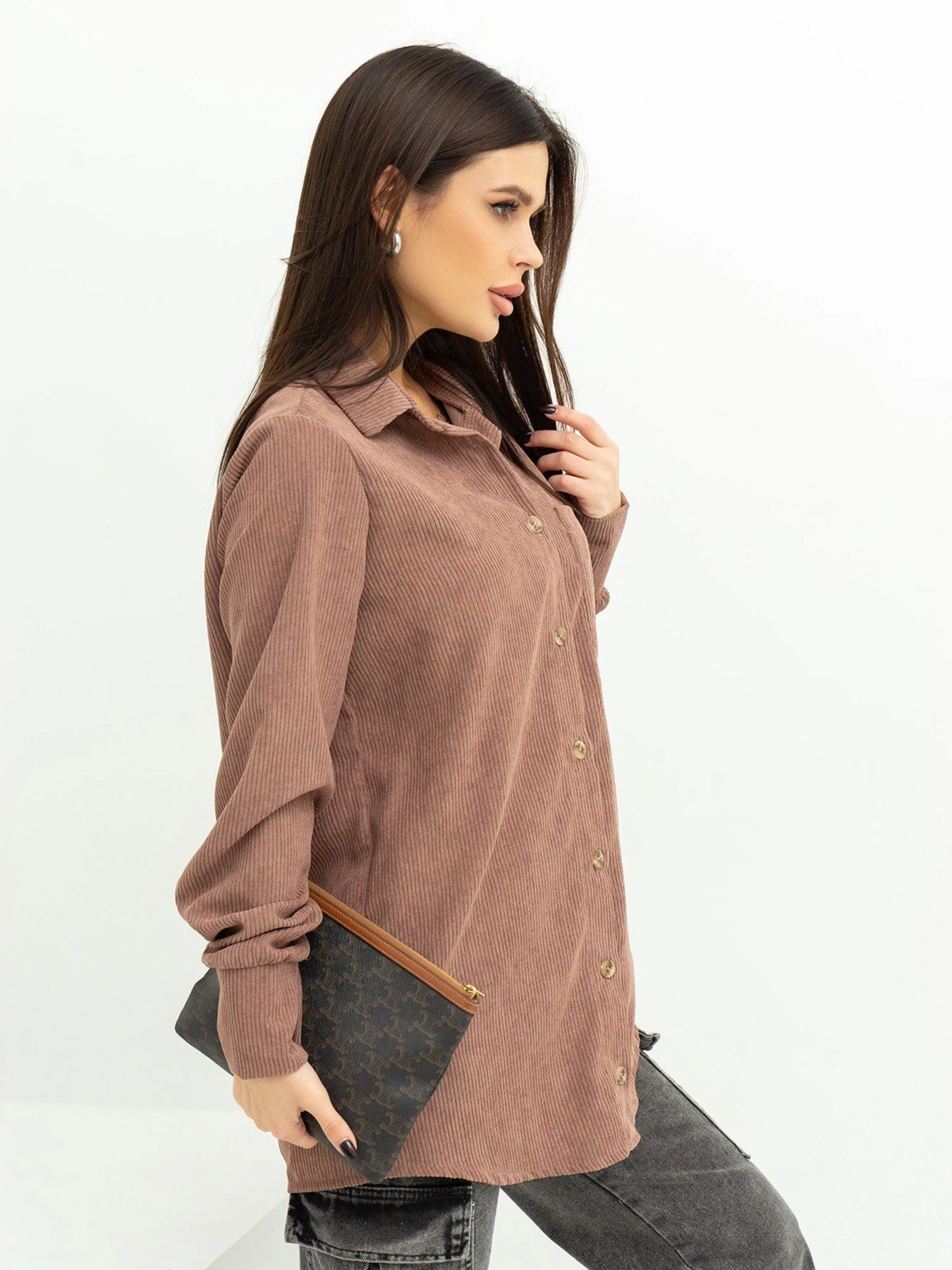 Рубашки ISSA Plus модель SA-433_brown Фото