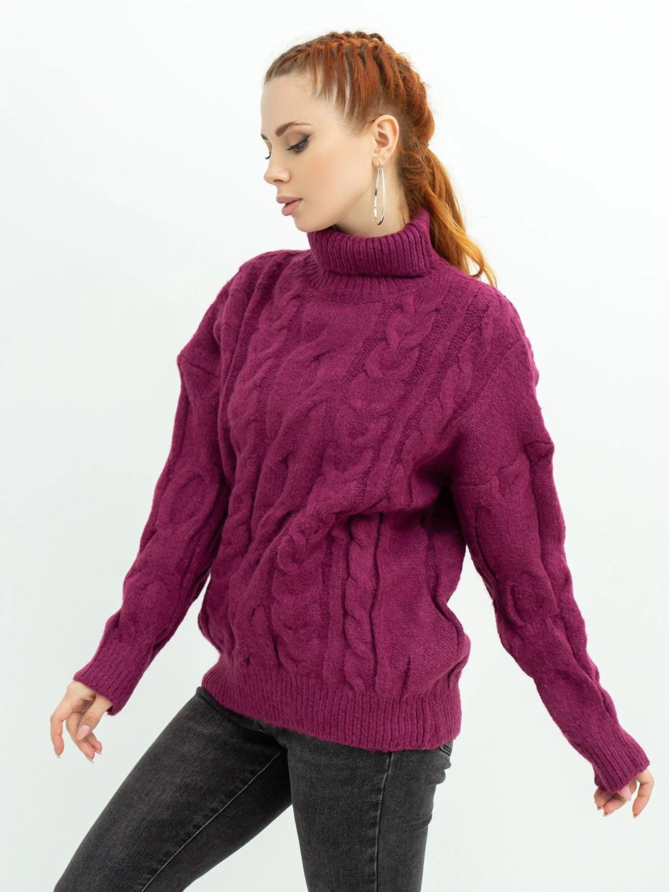 Светри та кардигани ISSA Plus модель WN20-378_burgundy Светри та кардигани ISSA Plus модель WN20-378_burgundy Фото