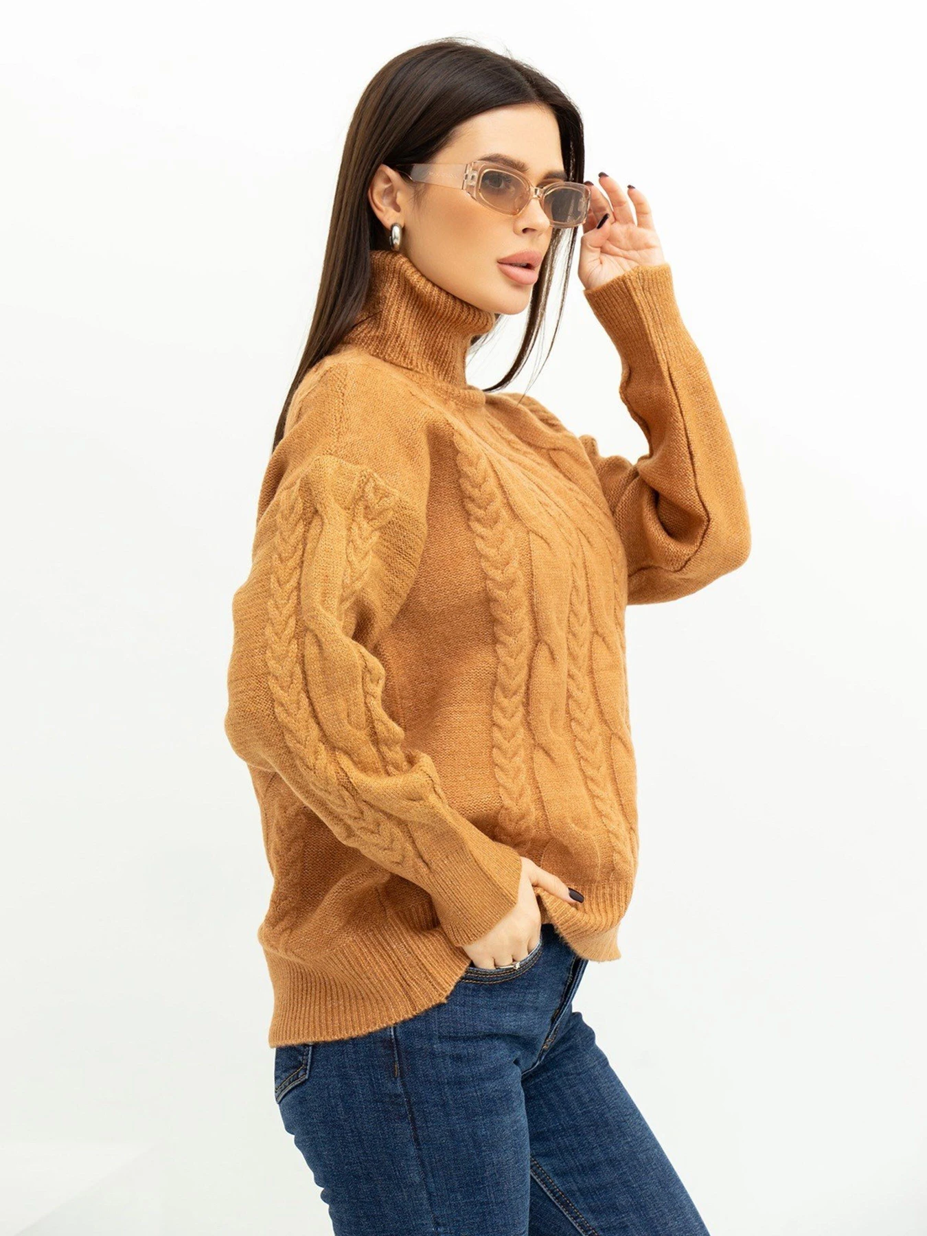 Свитры и кардиганы ISSA Plus модель WN20-379_brown Свитры и кардиганы ISSA Plus модель WN20-379_brown Фото