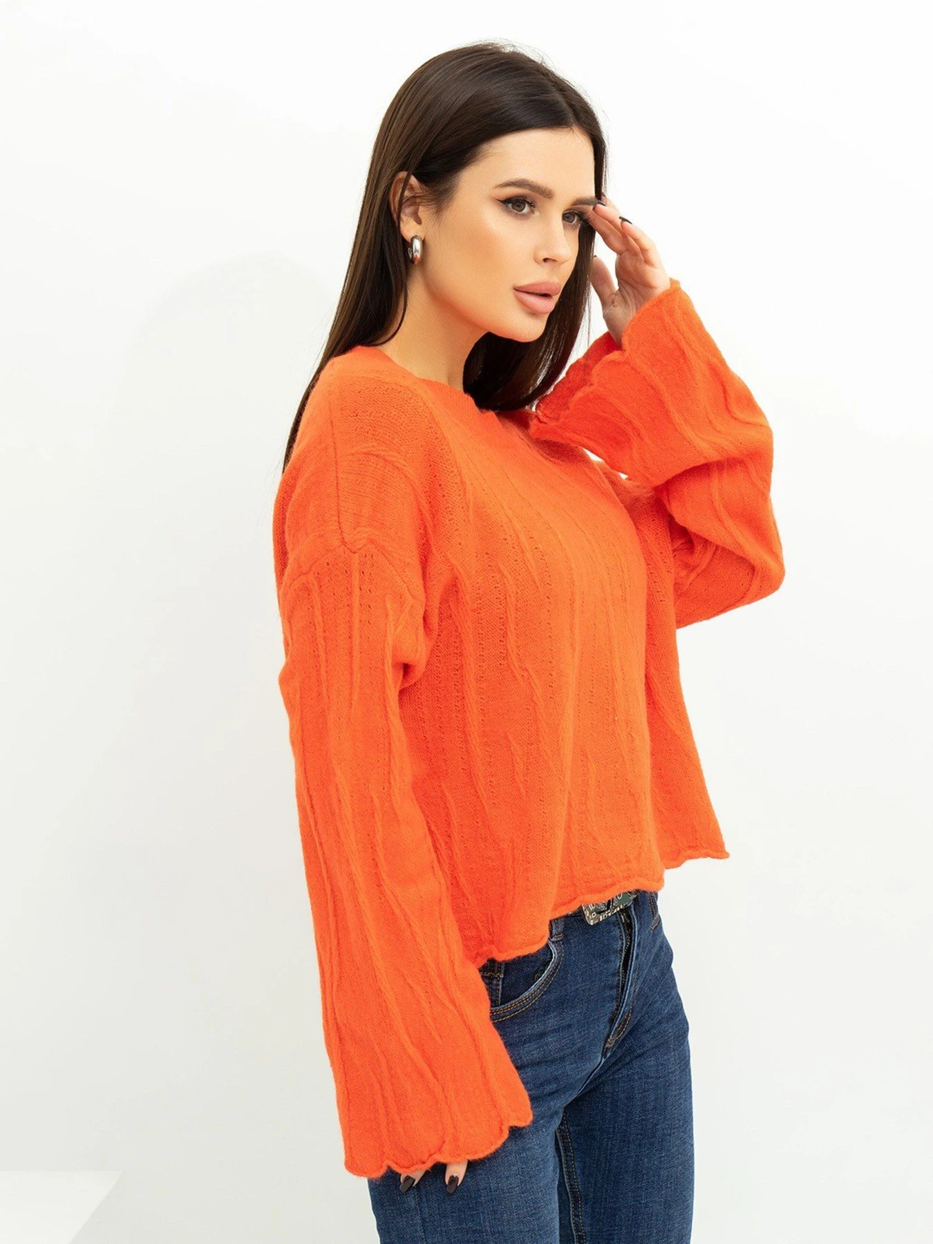 Свитры и кардиганы ISSA Plus модель WN20-381_orange Свитры и кардиганы ISSA Plus модель WN20-381_orange Фото