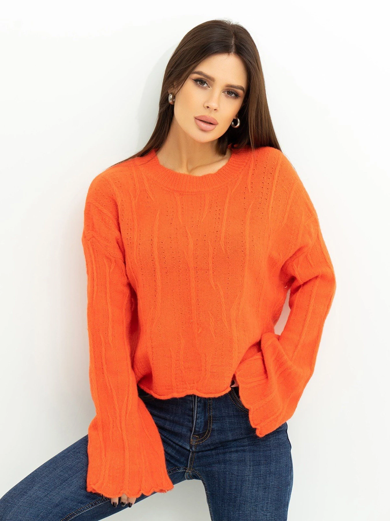 Свитры и кардиганы ISSA Plus модель WN20-381_orange Свитры и кардиганы ISSA Plus модель WN20-381_orange Фото