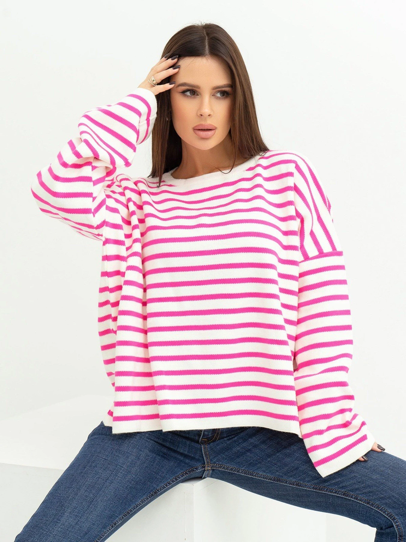 Светри та кардигани ISSA Plus модель WN20-385_whitecrimson Фото
