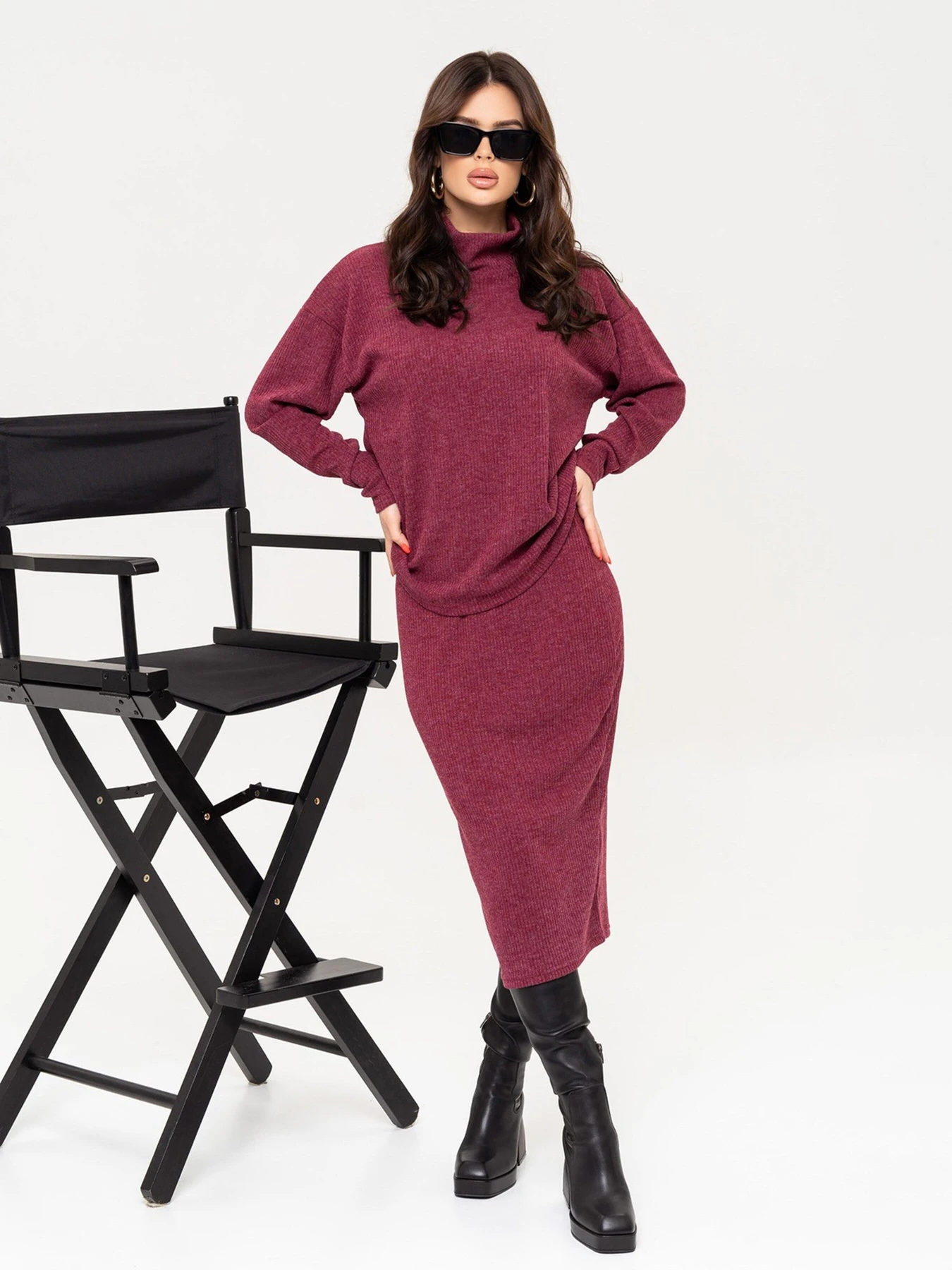 Костюми ISSA Plus модель 13651_burgundy Фото