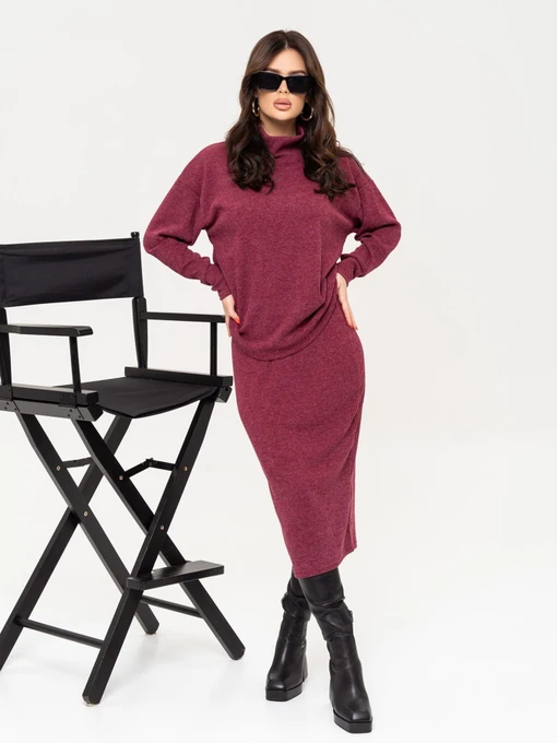 Костюми ISSA Plus модель 13651_burgundy Фото