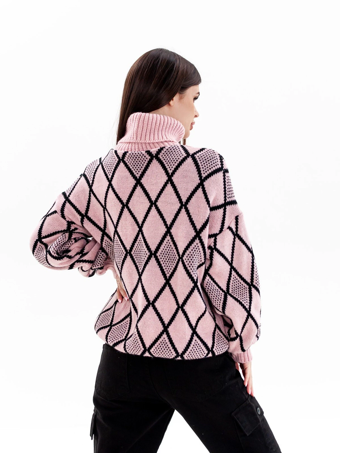Свитры и кардиганы ISSA Plus модель WN20-365_pinkblack Свитры и кардиганы ISSA Plus модель WN20-365_pinkblack Фото