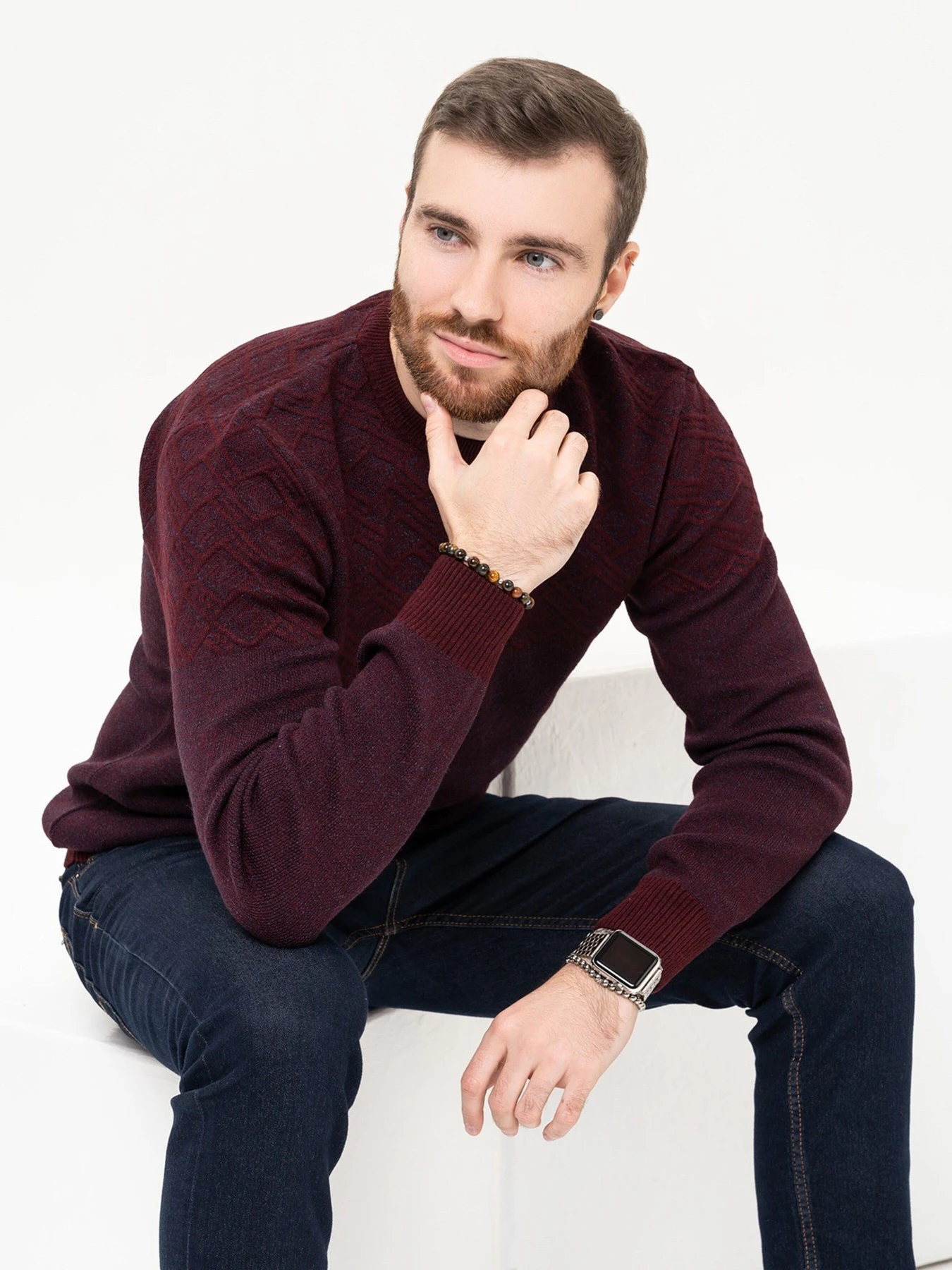 Свитры и кардиганы ISSA Plus модель GN4-88_burgundy Фото