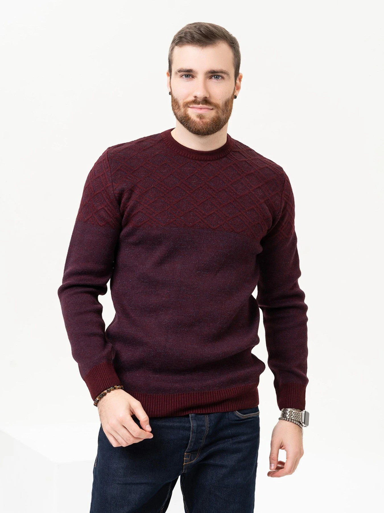 Свитры и кардиганы ISSA Plus модель GN4-88_burgundy Фото