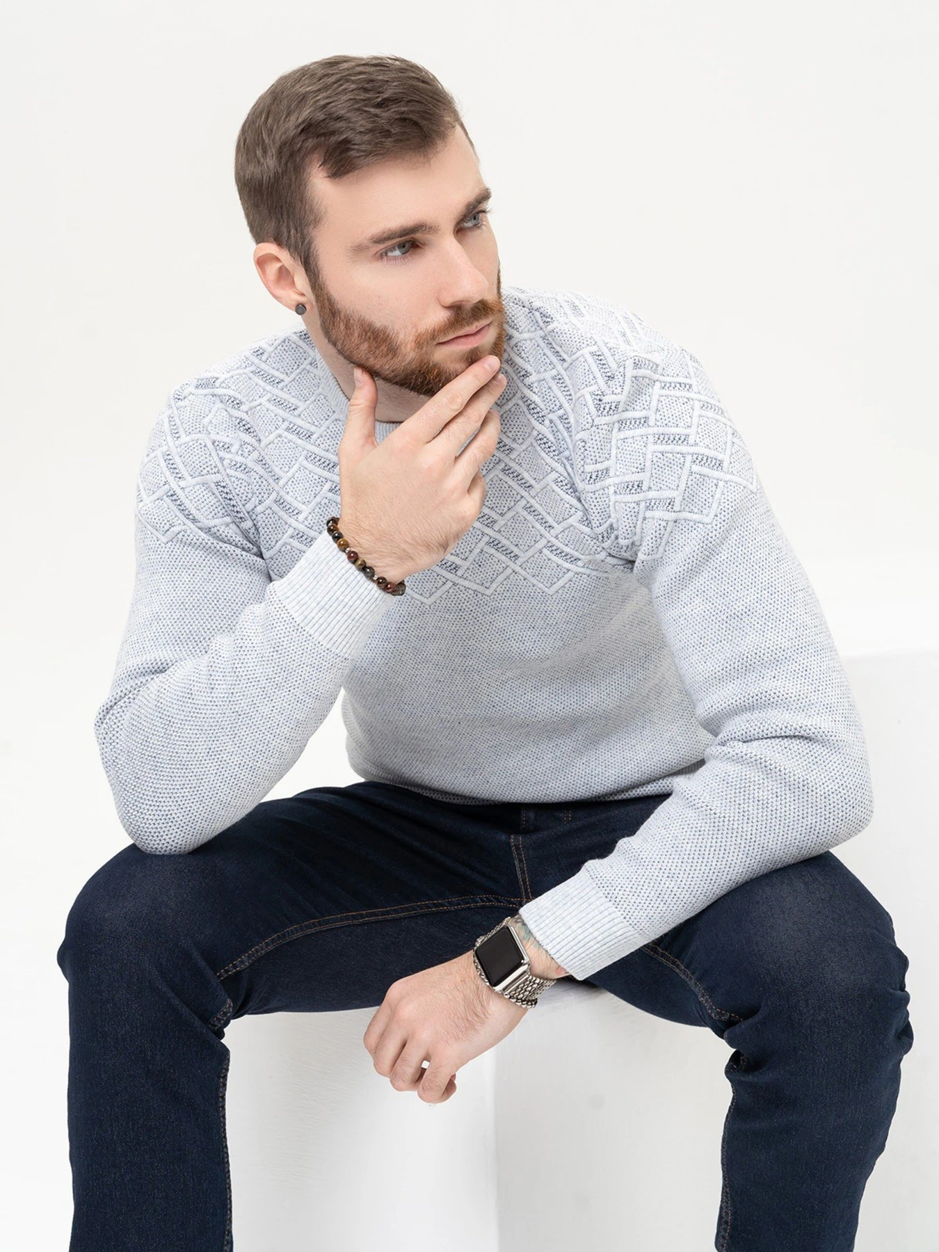 Свитры и кардиганы ISSA Plus модель GN4-89_lightblue Фото