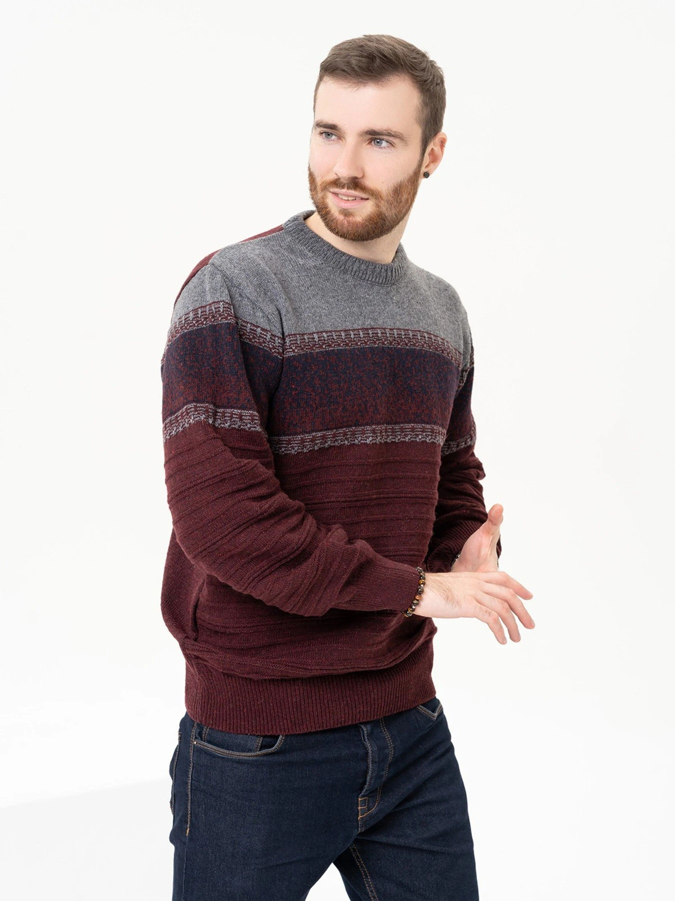 Свитры и кардиганы ISSA Plus модель GN4-93_burgundy Фото