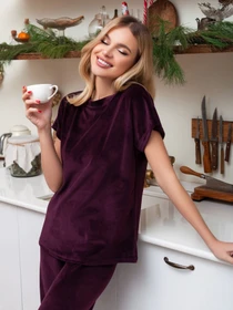 Одяг для дому та сну ISSA Plus модель 13667_burgundy Фото