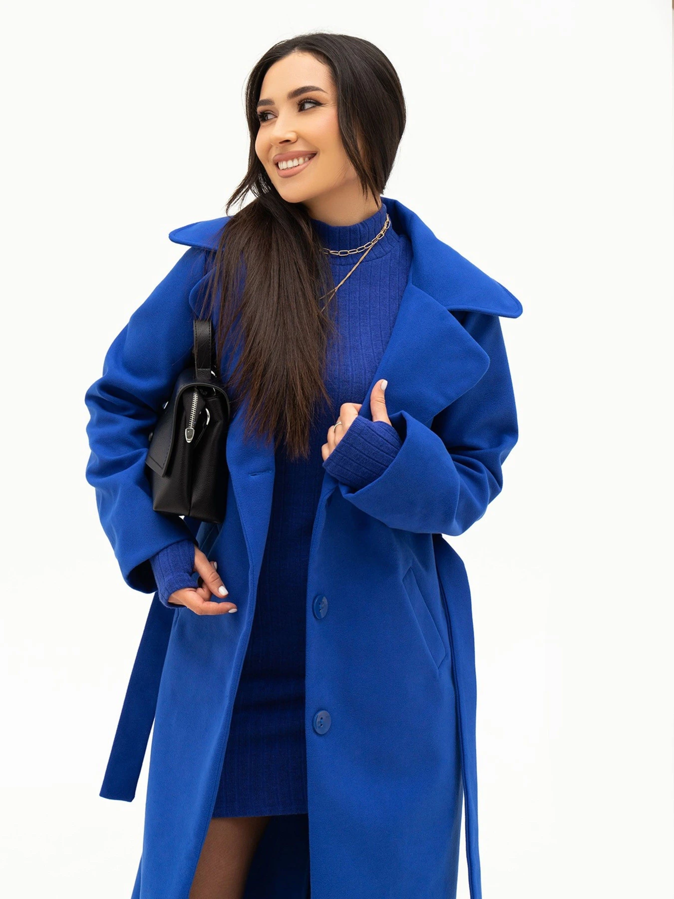 Пальта та плащі ISSA Plus модель 13711_blue Пальта та плащі ISSA Plus модель 13711_blue Фото