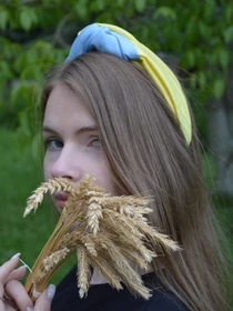 Желто-голубой обруч ручной работы. Коллекция "Украина" MyScarf модель mp196160 Фото