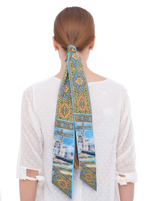 Твіллі, шарф-краватка, шарф-стрічка з гумкою My Scarf MyScarf, блакитний фото 2