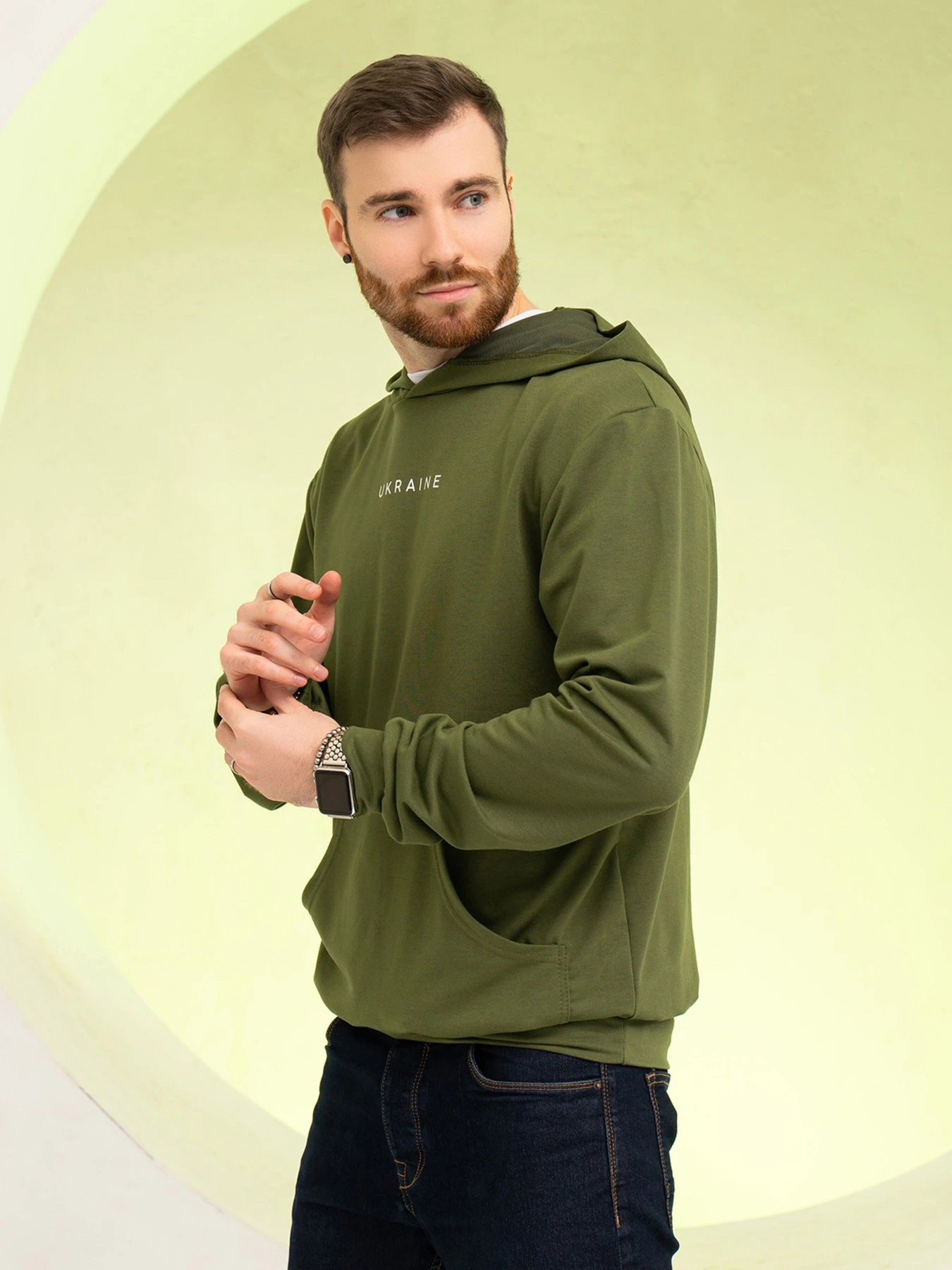 Худи и свитшоты ISSA Plus модель GN-529_khaki Худи и свитшоты ISSA Plus модель GN-529_khaki Фото