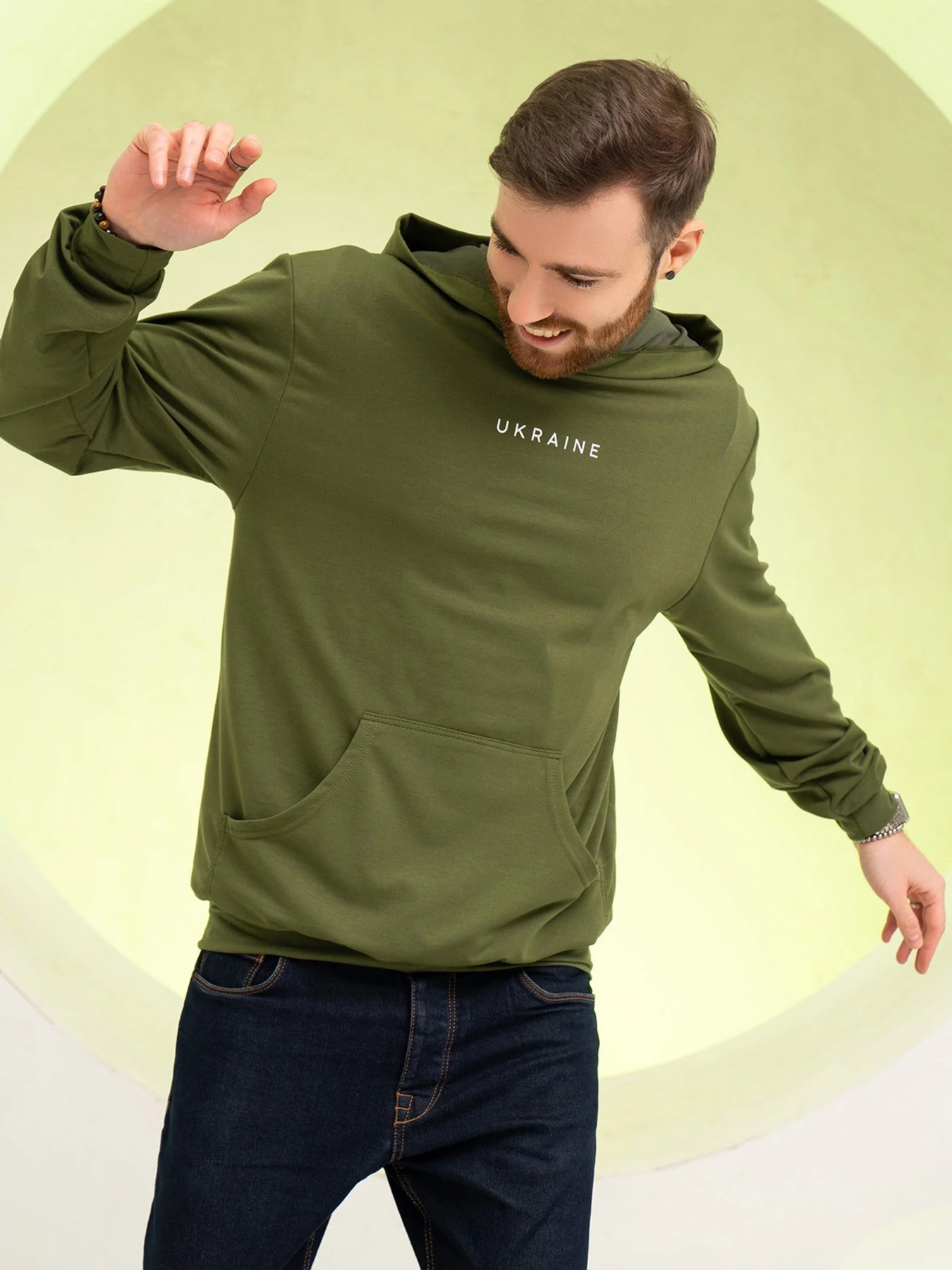 Худи и свитшоты ISSA Plus модель GN-529_khaki Худи и свитшоты ISSA Plus модель GN-529_khaki Фото