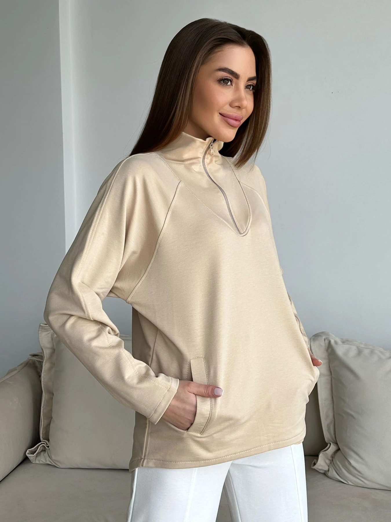Худи и свитшоты ISSA Plus модель 13751_beige Фото