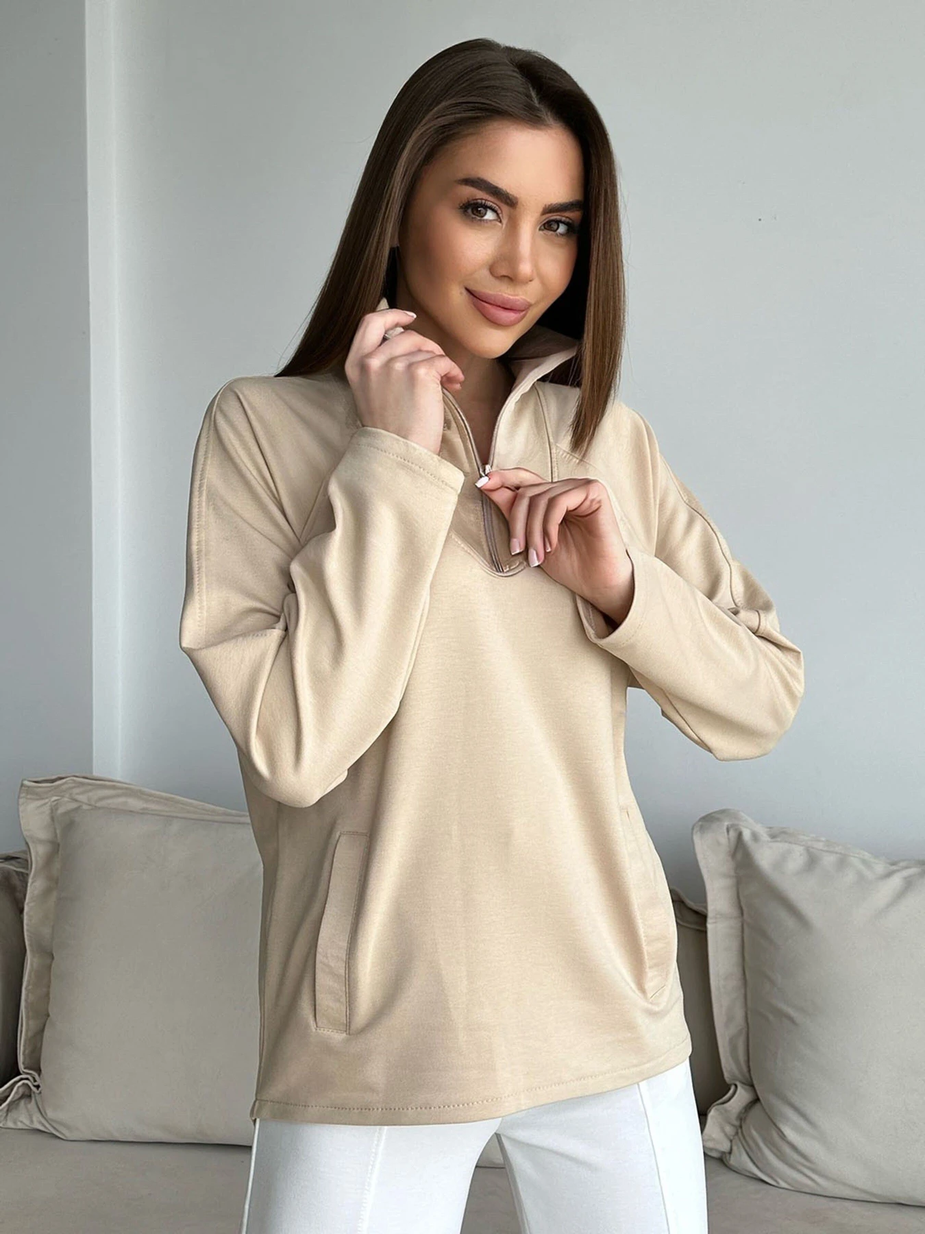 Худи и свитшоты ISSA Plus модель 13751_beige Фото