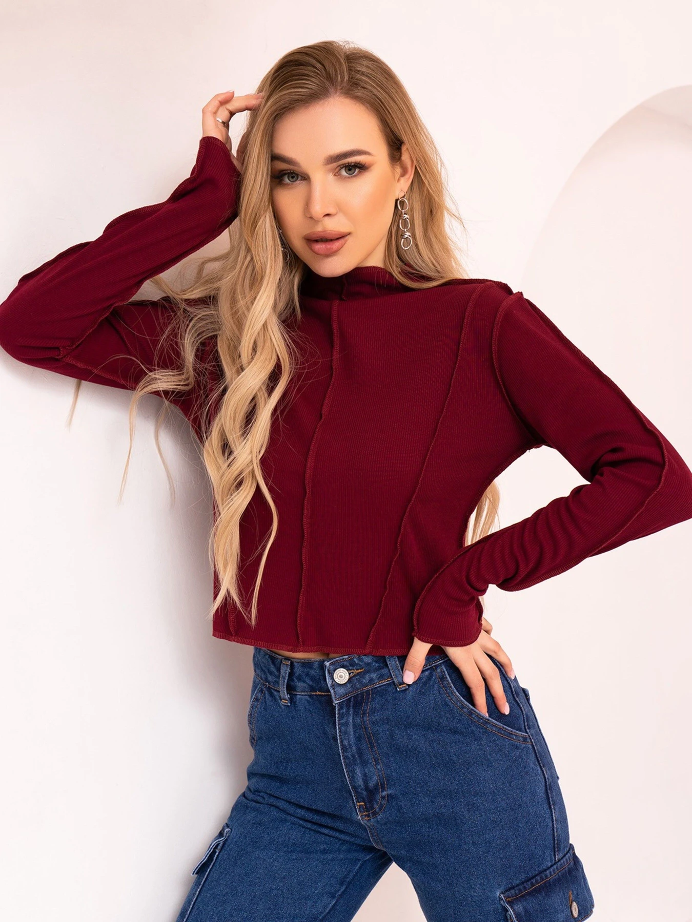 Свитры и кардиганы ISSA Plus модель SA-447_burgundy Свитры и кардиганы ISSA Plus модель SA-447_burgundy Фото