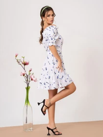 Платья ISSA Plus модель SA-461_whiteblue Фото