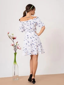 Платья ISSA Plus модель SA-461_whiteblue Фото