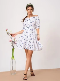 Платья ISSA Plus модель SA-461_whiteblue Фото