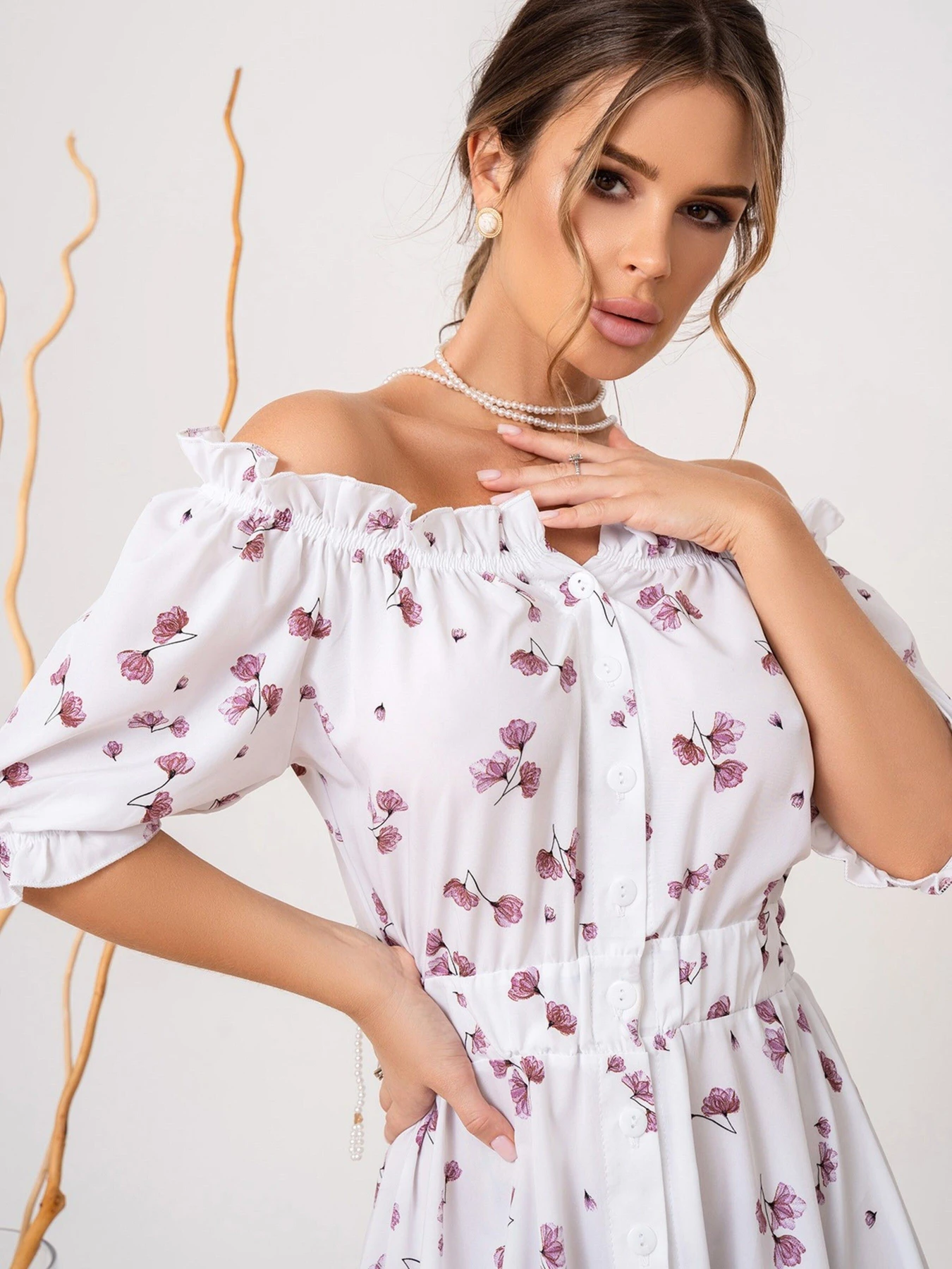 Платья ISSA Plus модель SA-461_whitepink Платья ISSA Plus модель SA-461_whitepink Фото