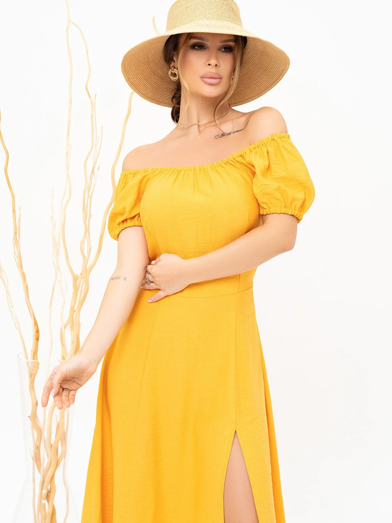 Платья ISSA Plus модель 13898_mustard Фото
