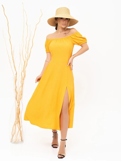 Платья ISSA Plus модель 13898_mustard Фото