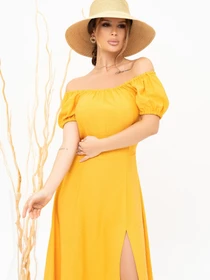 Платья ISSA Plus модель 13898_mustard Фото