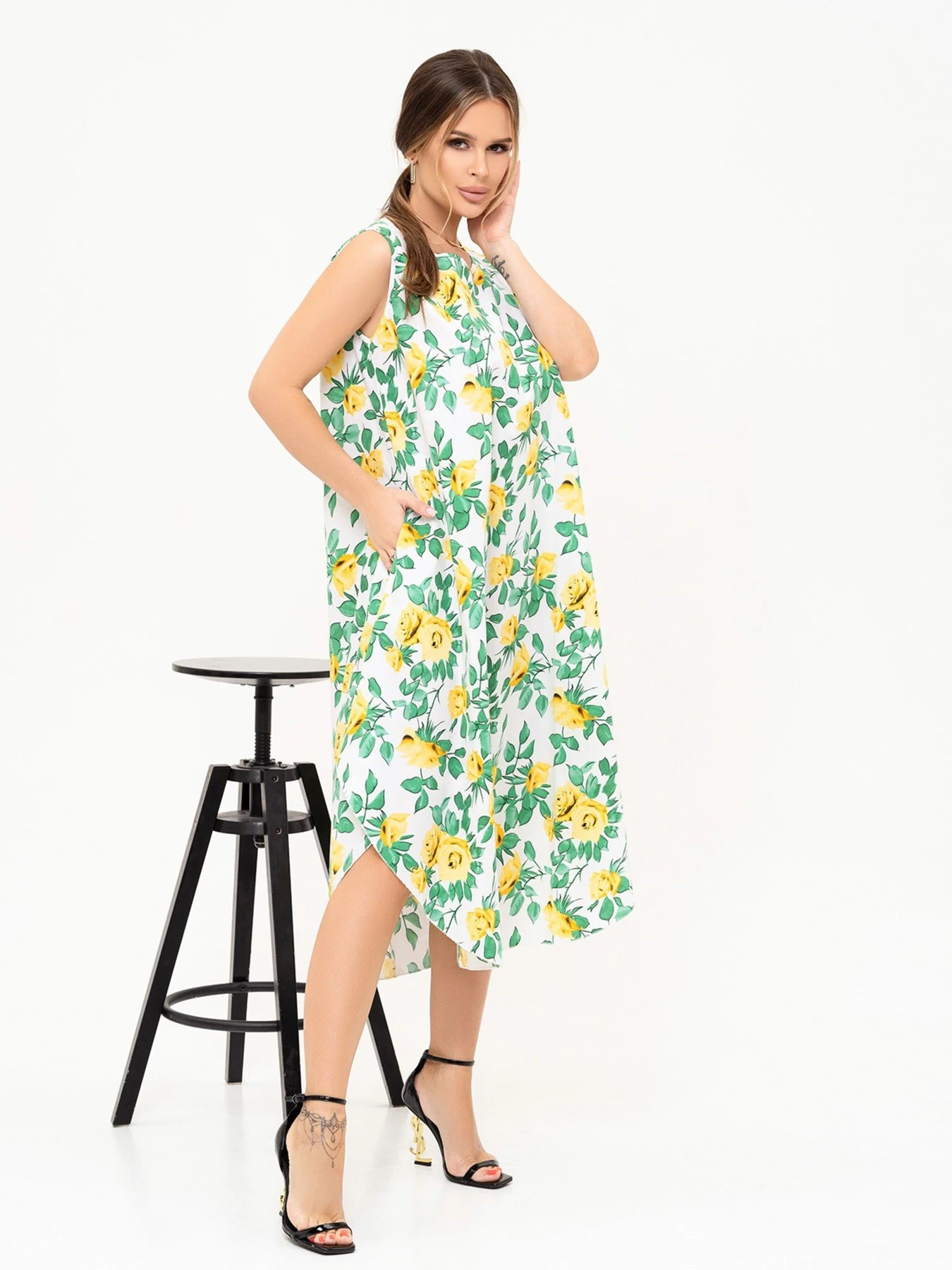 Платья ISSA Plus модель 13914_whiteyellow Фото